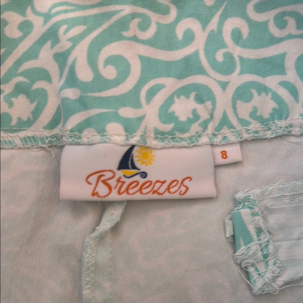Breezes Aqua Patterned Capri Pants - image 3